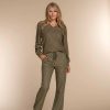 Vrouwen Geisha Fashion | Geisha Dames Flared Broek 31870-47 Olive