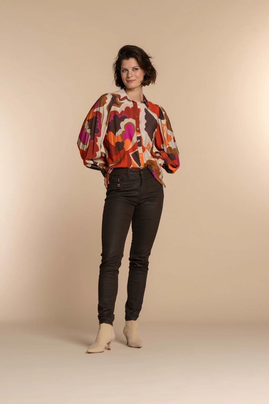 Vrouwen Geisha Fashion | Geisha Dames Blouse Met Print 33688-20 Off-White