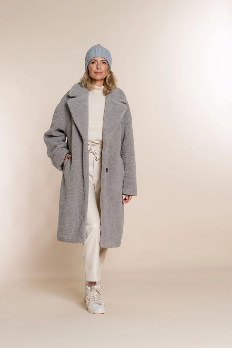 Vrouwen Geisha Fashion | Geisha Teddy Coat 28562-12 Light Grey