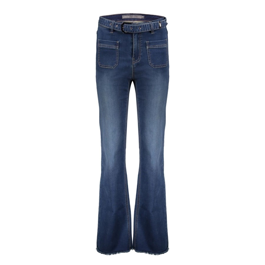 Vrouwen Geisha Fashion | Geisha Dames Flared Jeans 31506-10 Blue Denim