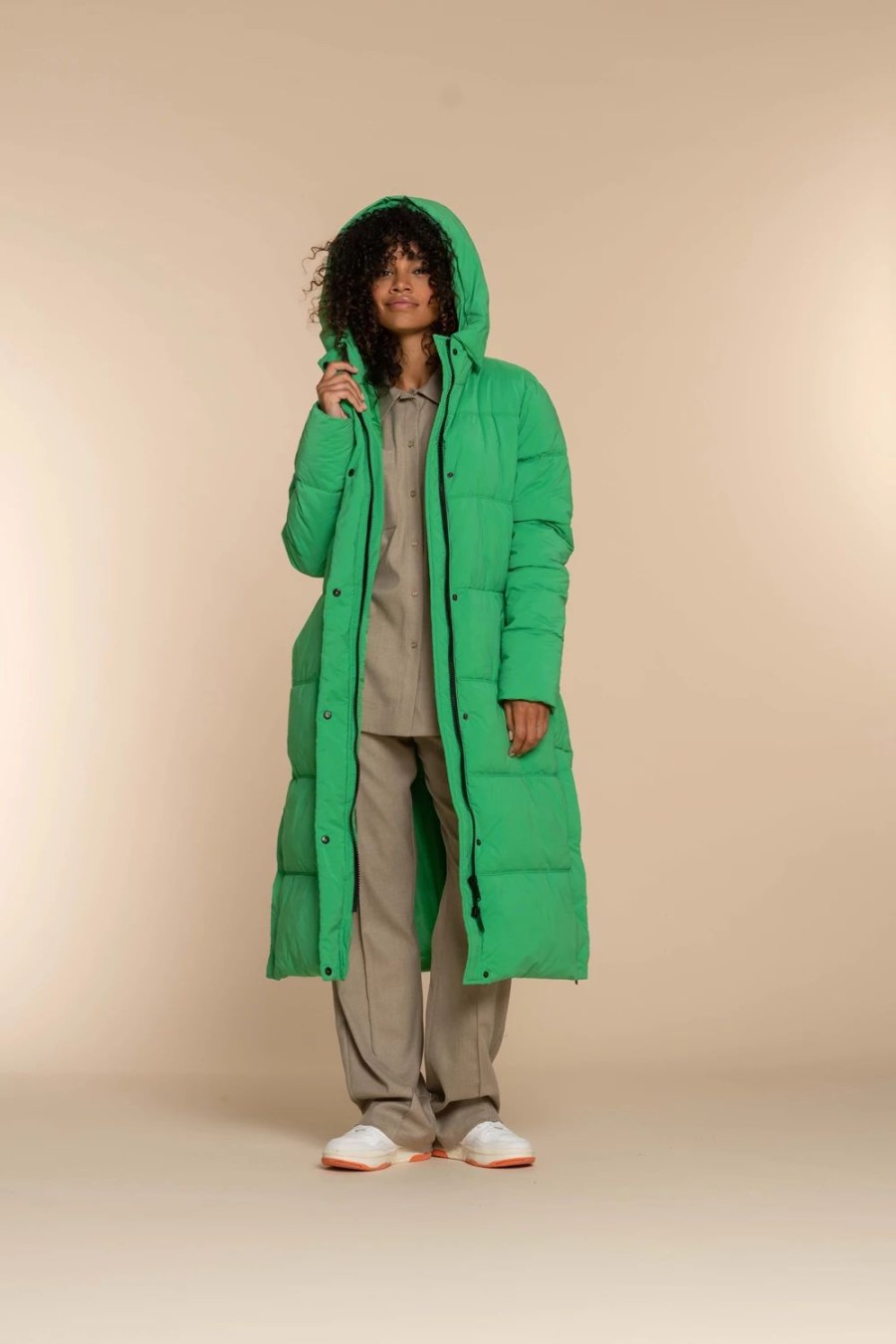 Vrouwen Geisha Fashion | Geisha Dames Lange Puffer Jas 38569-21 Groen