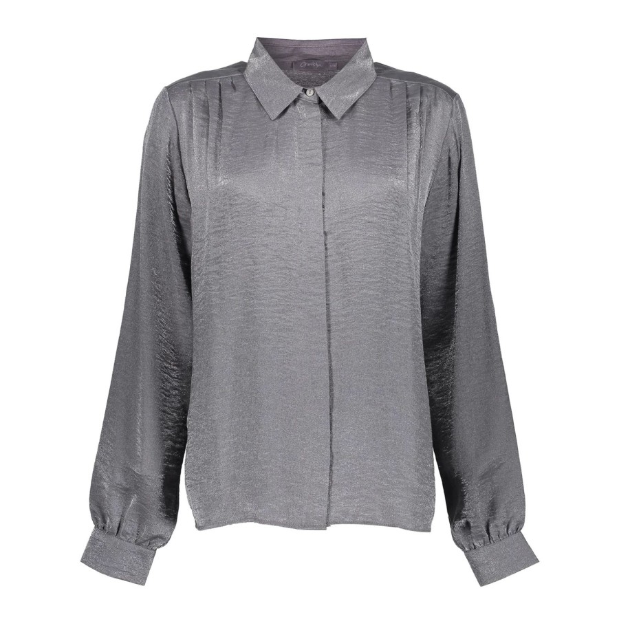 Vrouwen Geisha Fashion | Geisha Dames Blouse Met Glans 33650-20 Anthracite