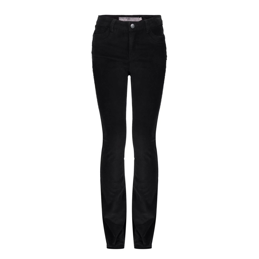 Meisjes Geisha Fashion | Geisha Meisjes Flared Velvet Jeans 31530K-10 Zwart