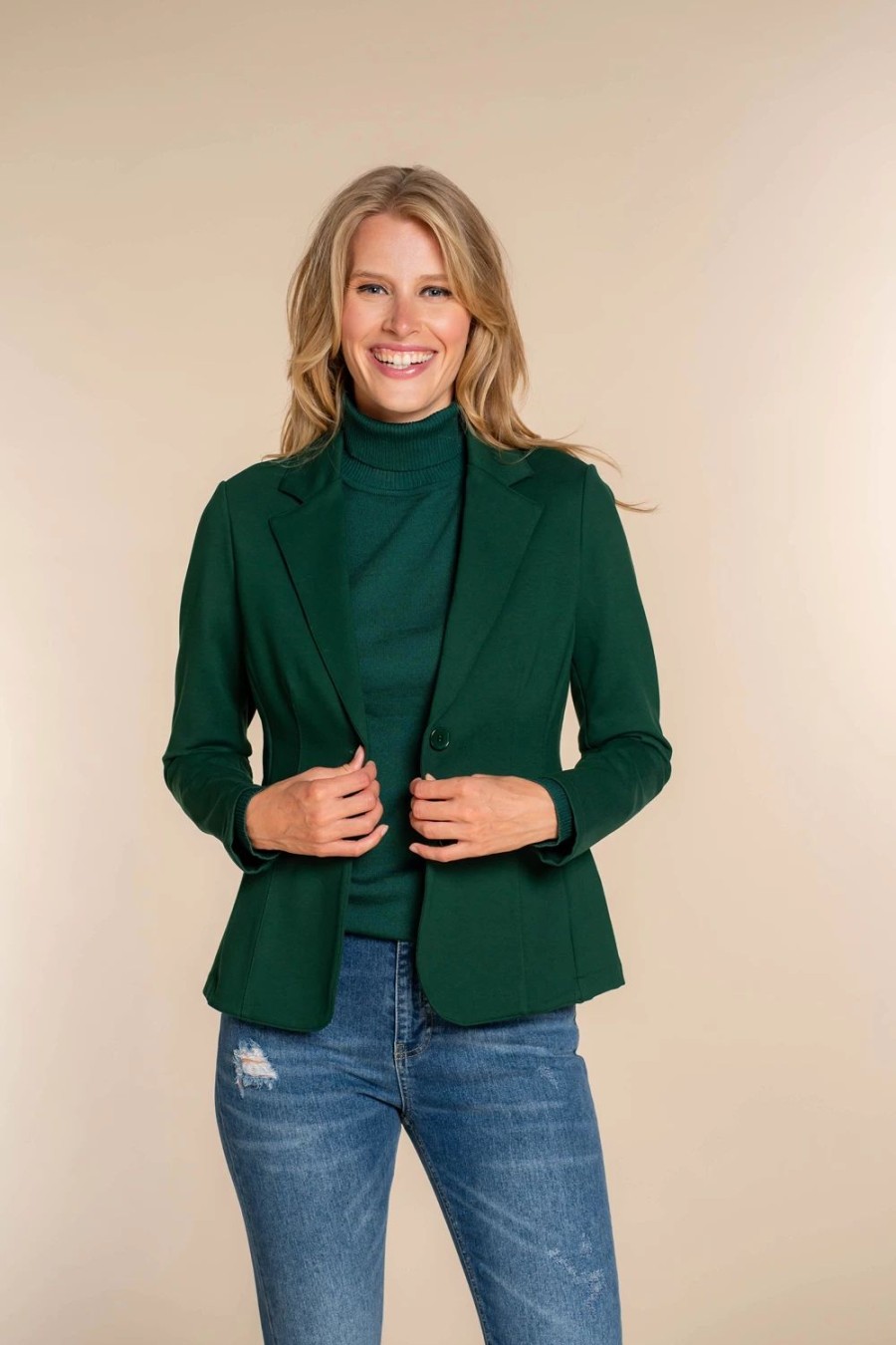 Vrouwen Geisha Fashion | Geisha Dames Punto Blazer 35825-71 Forest Green