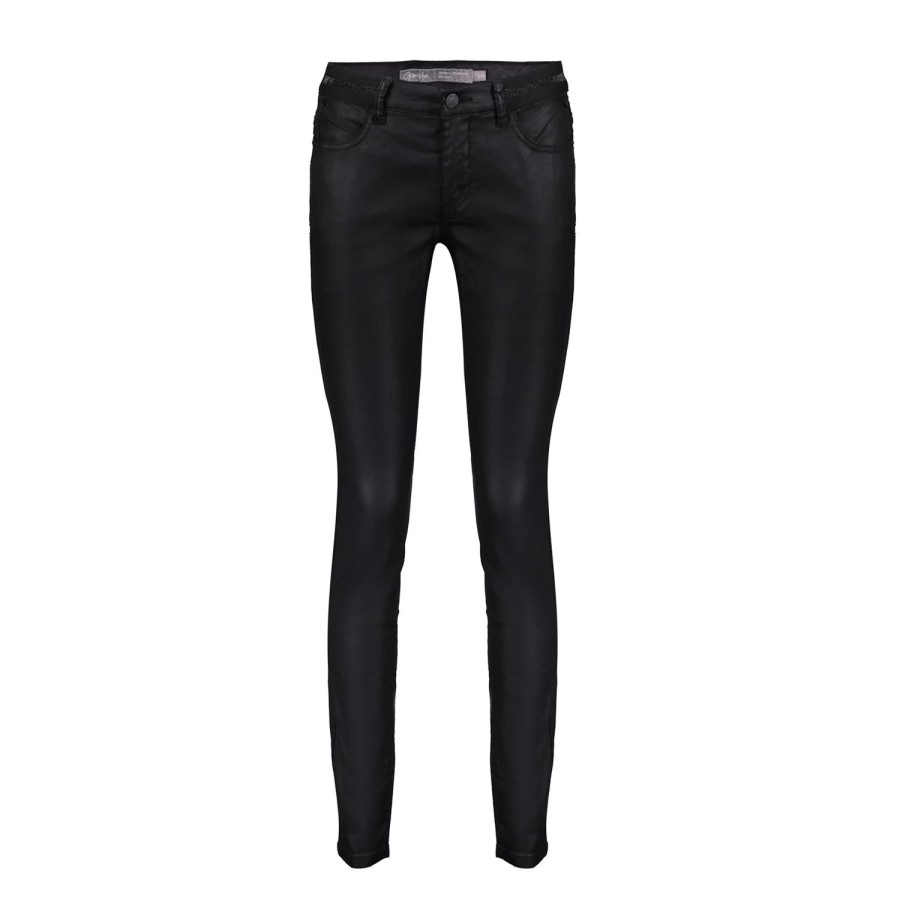 Vrouwen Geisha Fashion | Geisha Dames Coated Skinny Jeans 81803-10 Zwart