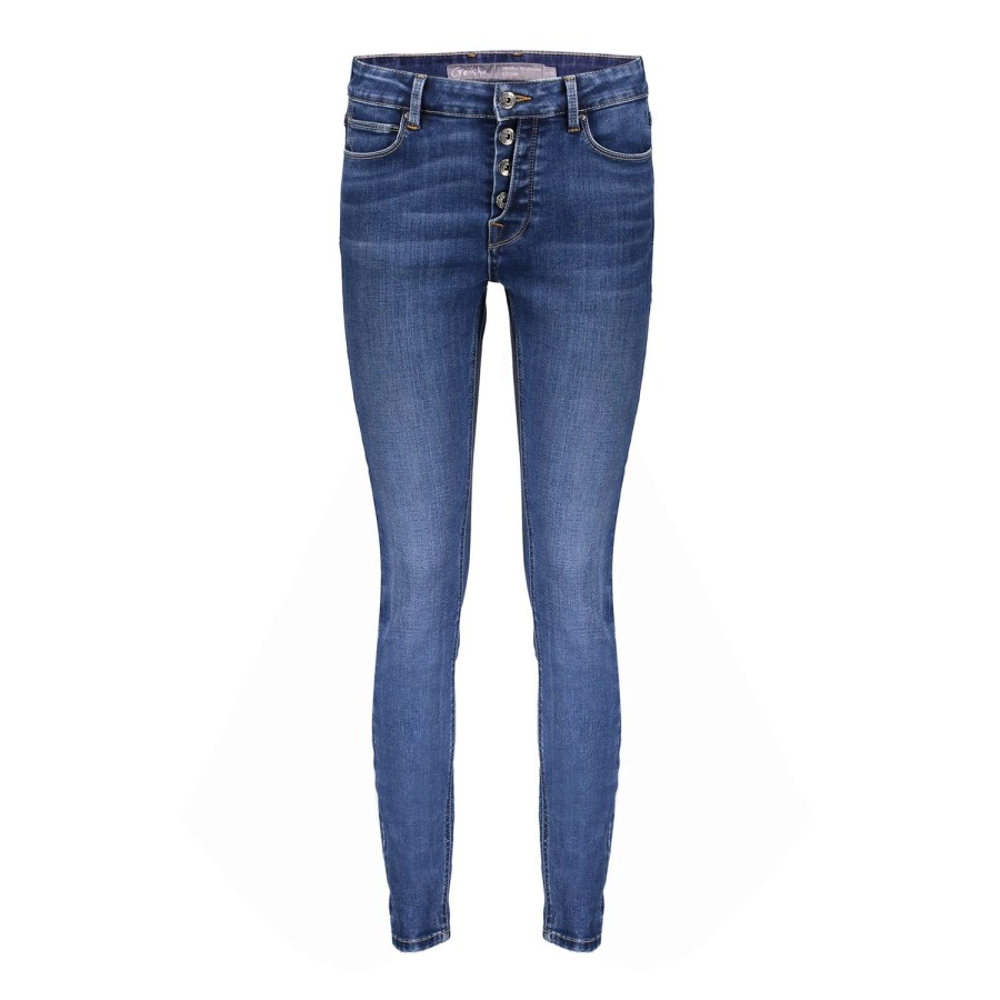 Vrouwen Geisha Fashion | Geisha Skinny Jeans Button Closure 21868-50 Blue Denim