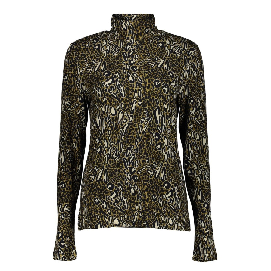 Vrouwen Geisha Fashion | Geisha Tricot Top Leopard Print 22526-60 Olive