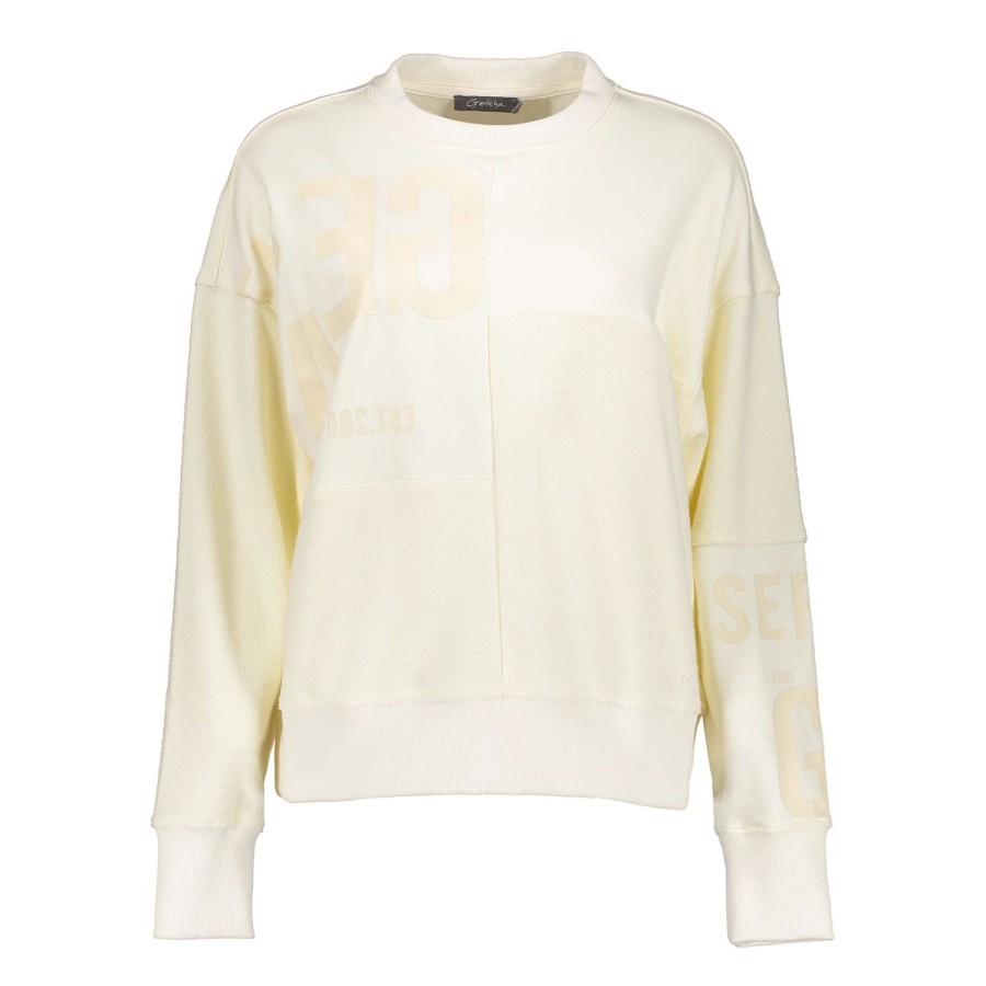 Vrouwen Geisha Fashion | Geisha Patchwork Crewneck Sweater 23509-10 Off-White