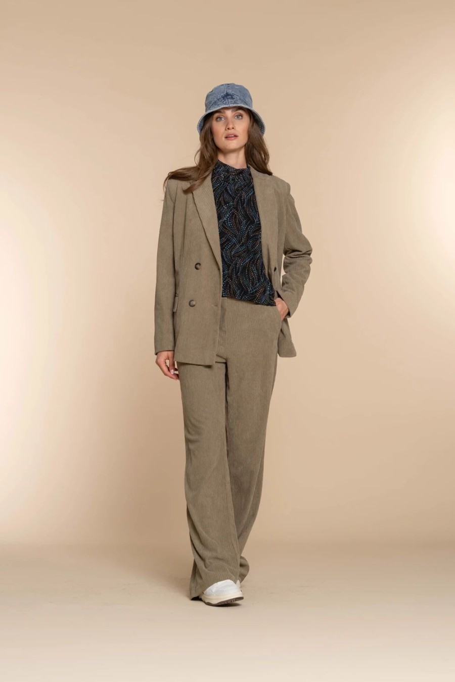 Vrouwen Geisha Fashion | Geisha Dames Corduroy Broek 31532-10 Taupe