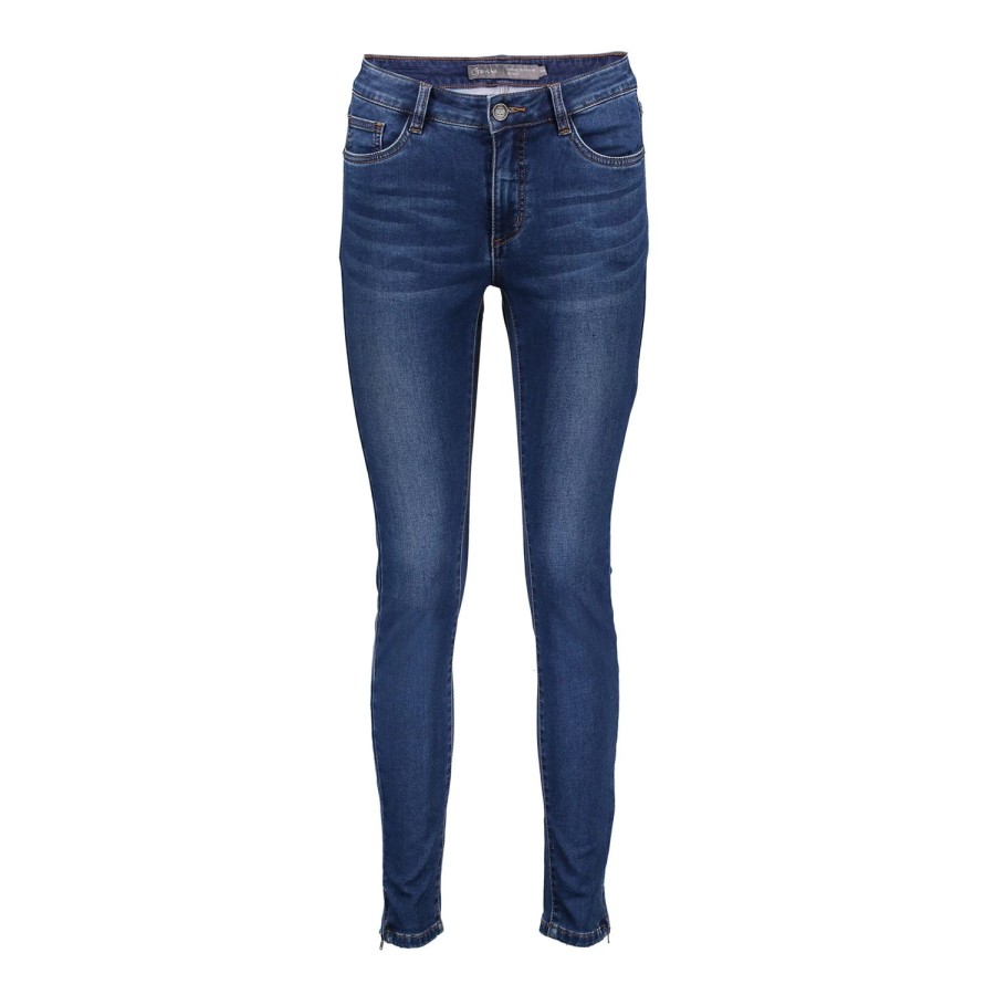 Vrouwen Geisha Fashion | Geisha 7/8 Jog Jeans Zippers 21515-10 Mid Blue Denim