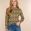 Vrouwen Geisha Fashion | Geisha Dames Top Met Print 33952-20 Olive