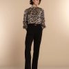 Vrouwen Geisha Fashion | Geisha Dames Top Met Leopard Print 33625-20 Sand