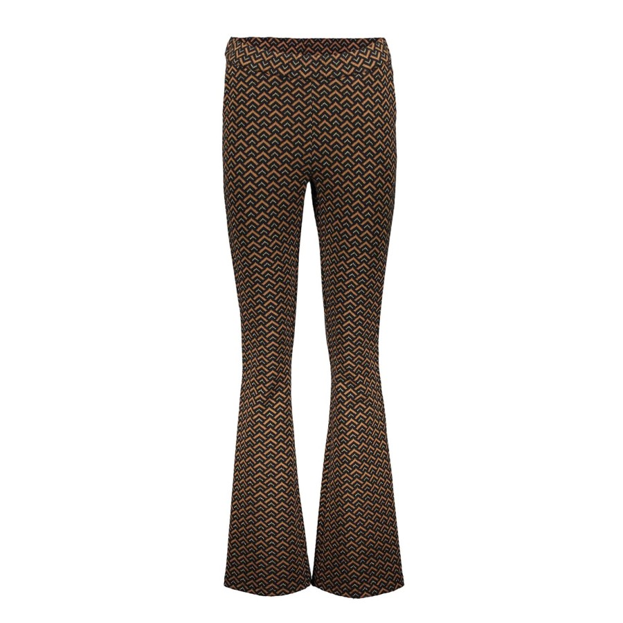 Vrouwen Geisha Fashion | Geisha Dames Flared Broek Met Print 31651-20 Tabacco