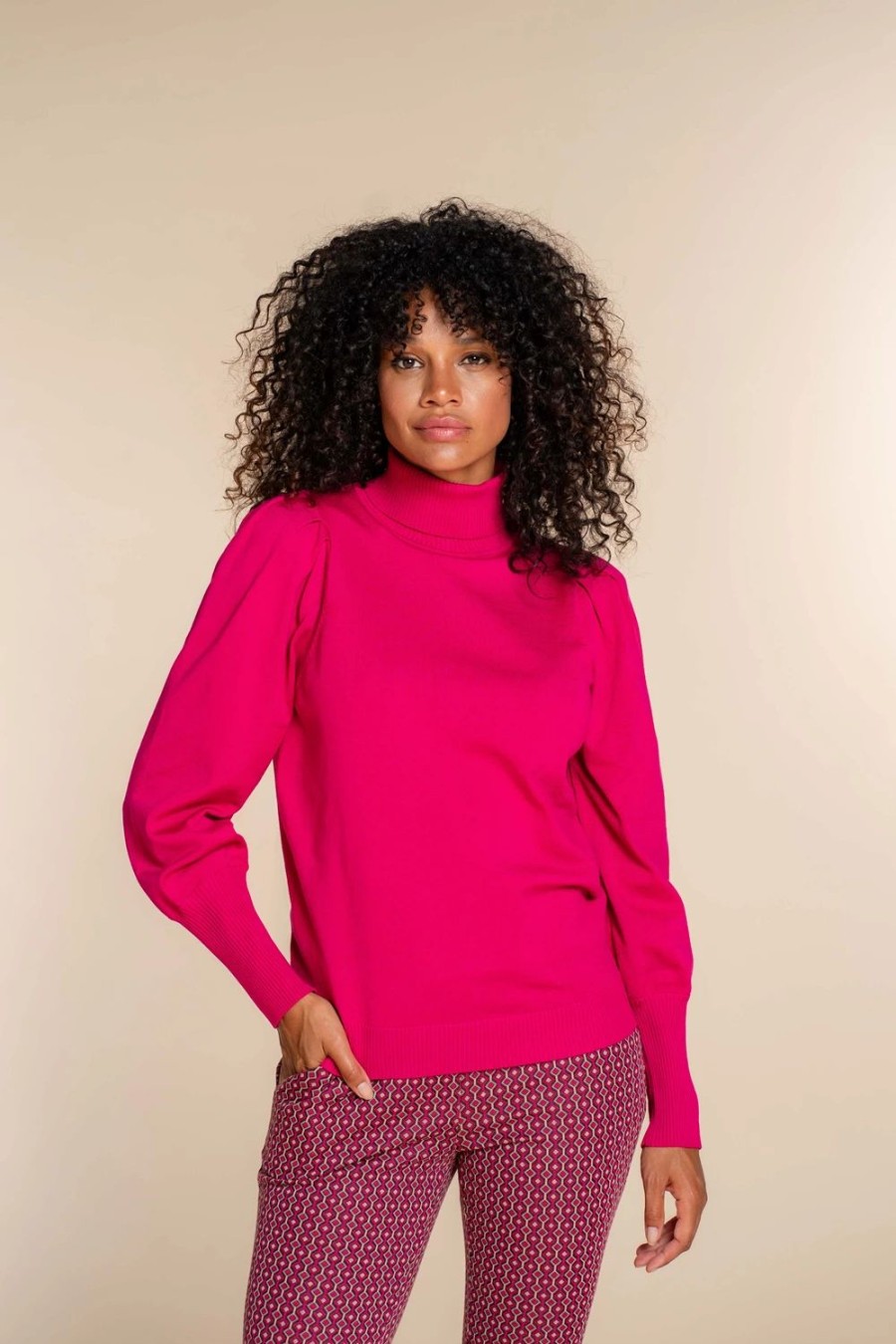 Vrouwen Geisha Fashion | Geisha Dames Uni Kleurige Coltrui 34860-14 Roze