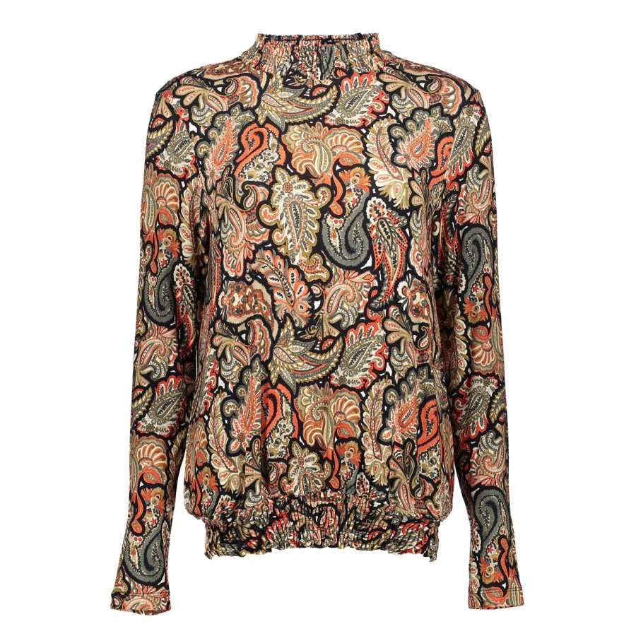 Vrouwen Geisha Fashion | Geisha Dames Top Met Paisley Print 32892-60 Coral