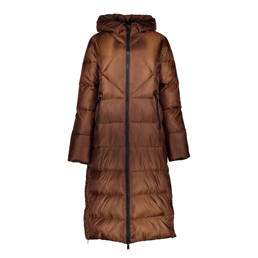 Vrouwen Geisha Fashion | Geisha Dames Lange Puffer Jas 38568-21 Cognac