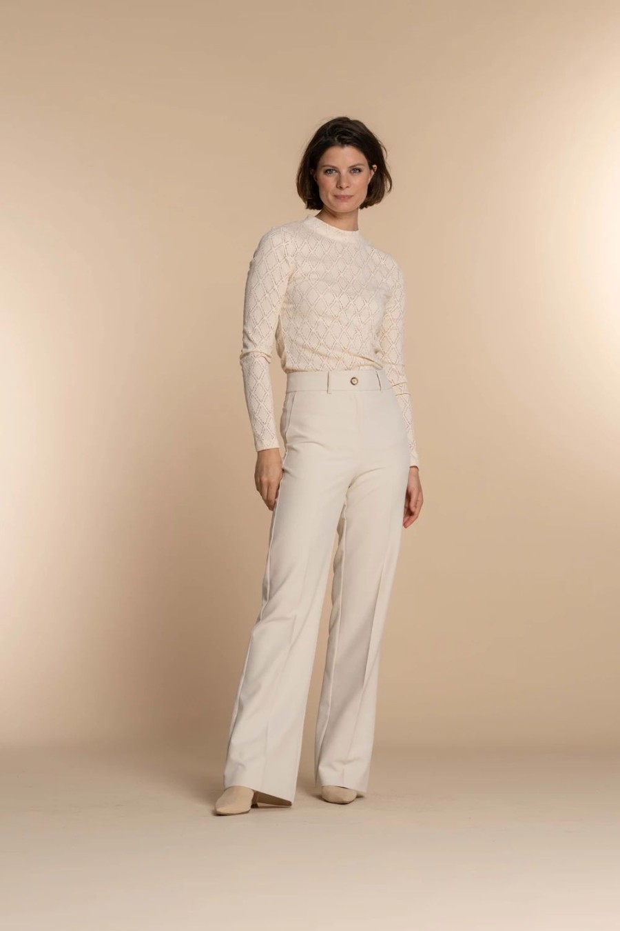 Vrouwen Geisha Fashion | Geisha Dames Straight Fit Pantalon 31566-32 Off-White