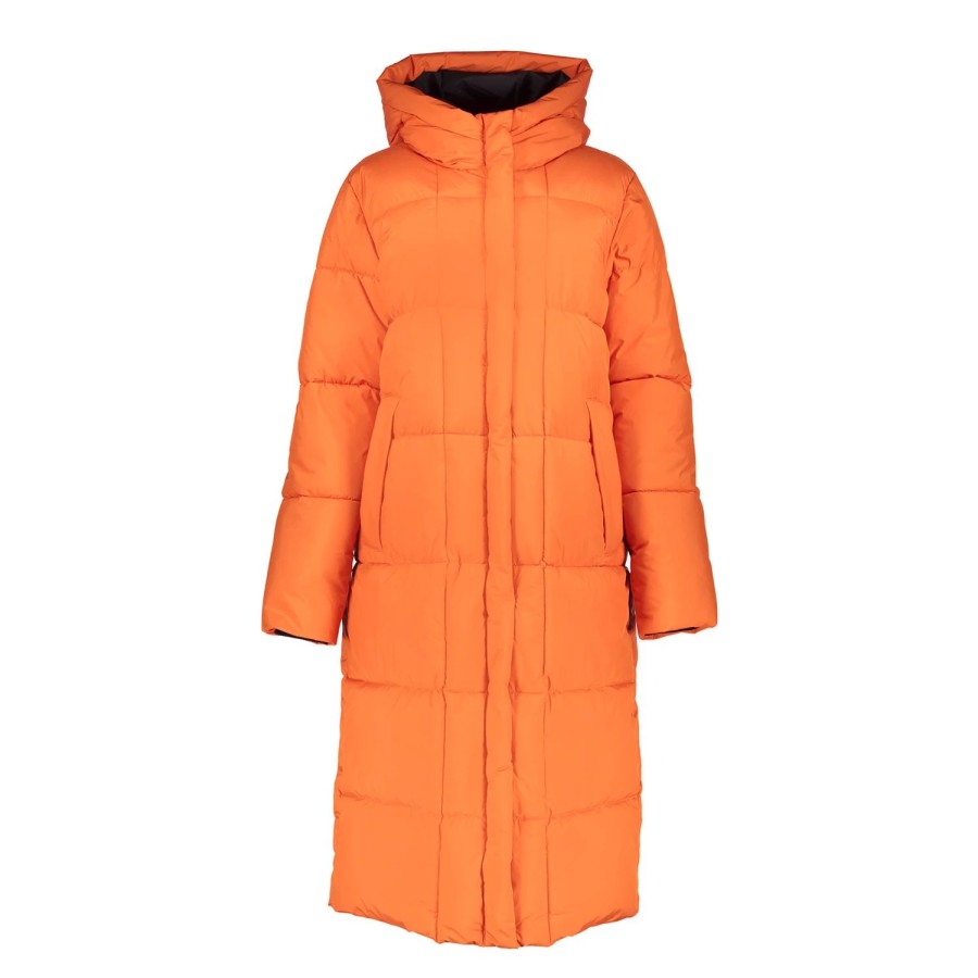 Vrouwen Geisha Fashion | Geisha Dames Lange Puffer Jas 38563-21 Oranje