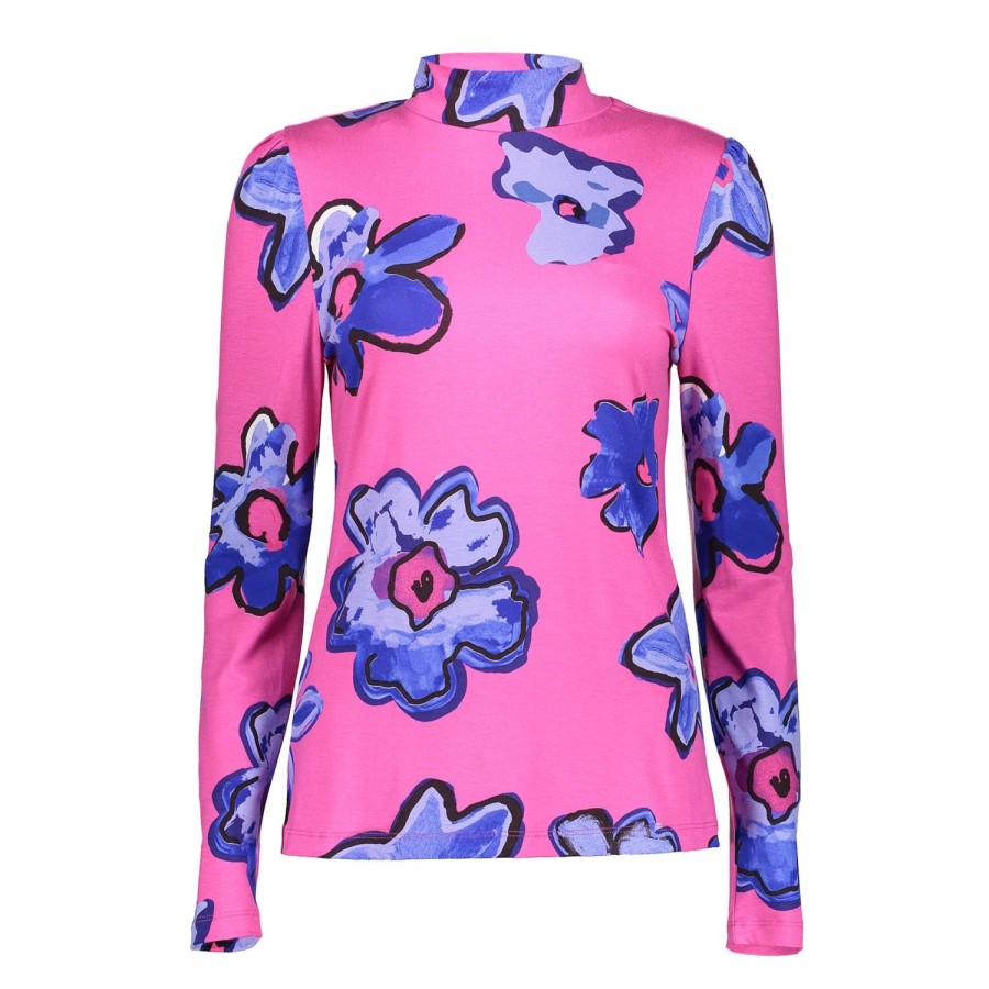 Vrouwen Geisha Fashion | Geisha Dames Mock Neck Top Met Bloemenprint 32856-40 Roze