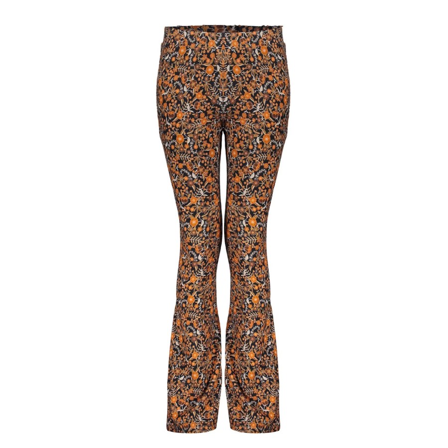 Meisjes Geisha Fashion | Geisha Meisjes Flared Legging Met Bloemenprint 31557K-60 Zwart