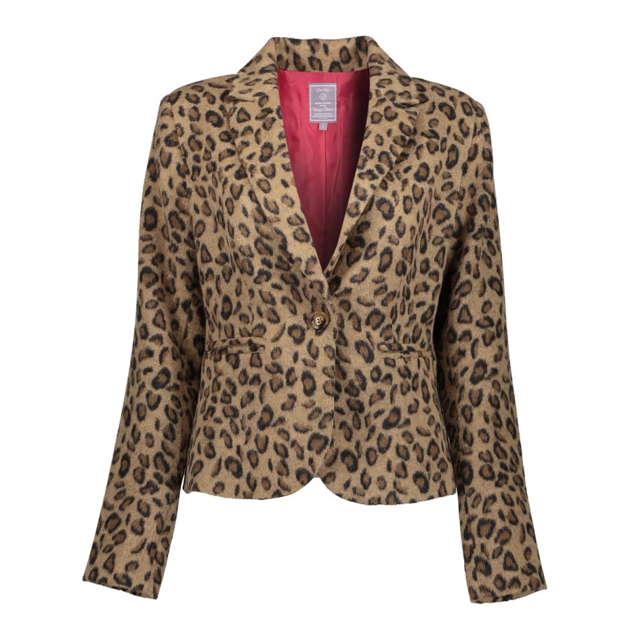 Vrouwen Geisha Fashion | Geisha Dames Blazer Met Panter Print 35517-10 Beige