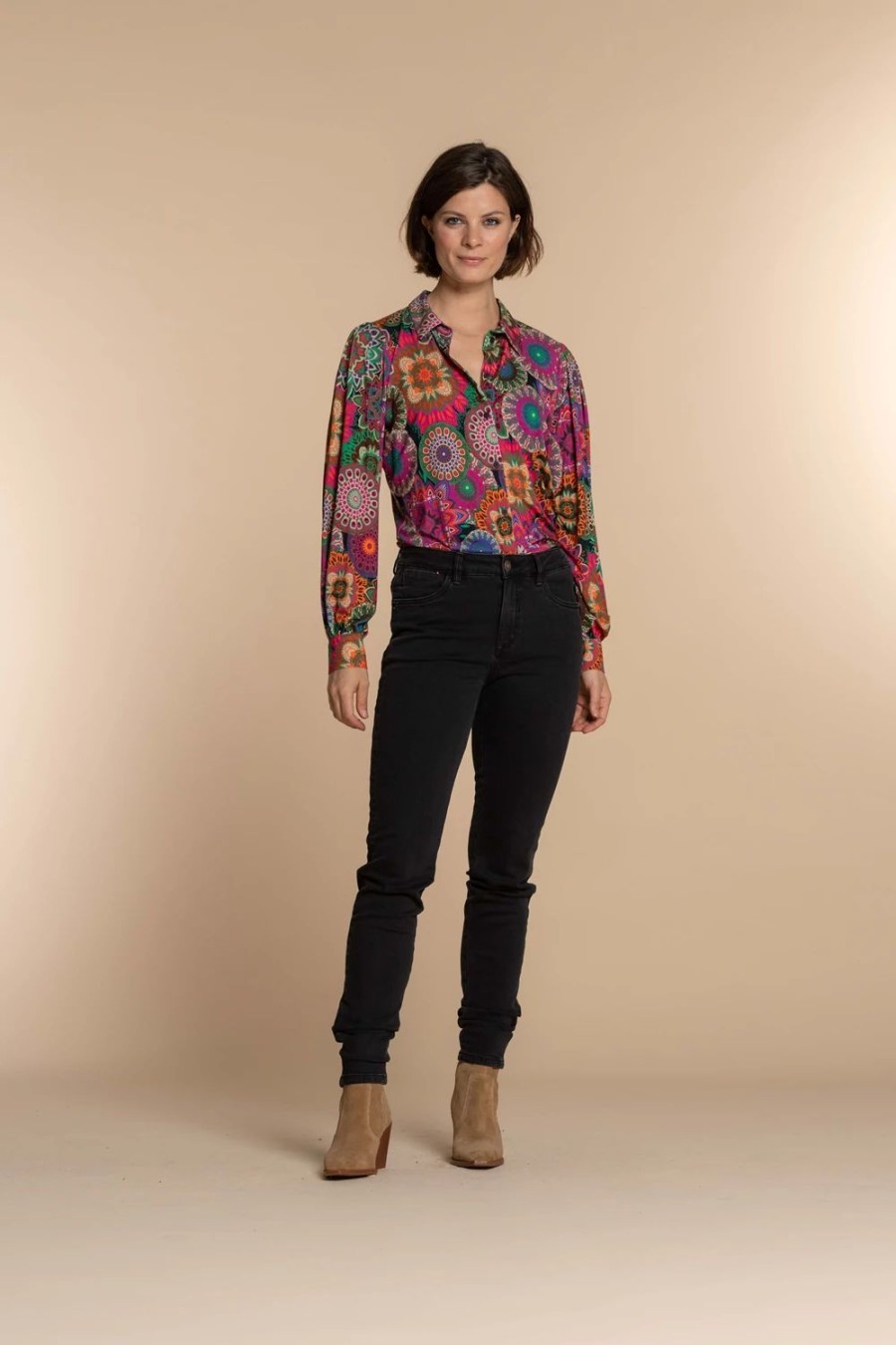 Vrouwen Geisha Fashion | Geisha Dames Blouse Met Print 32644-20 Roze