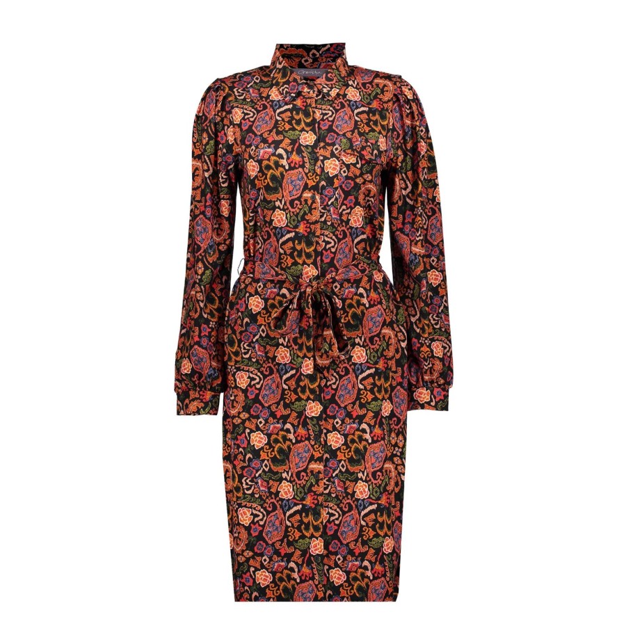 Vrouwen Geisha Fashion | Geisha Dames Jurk Met Bloemen Print 37609-20 Zwart