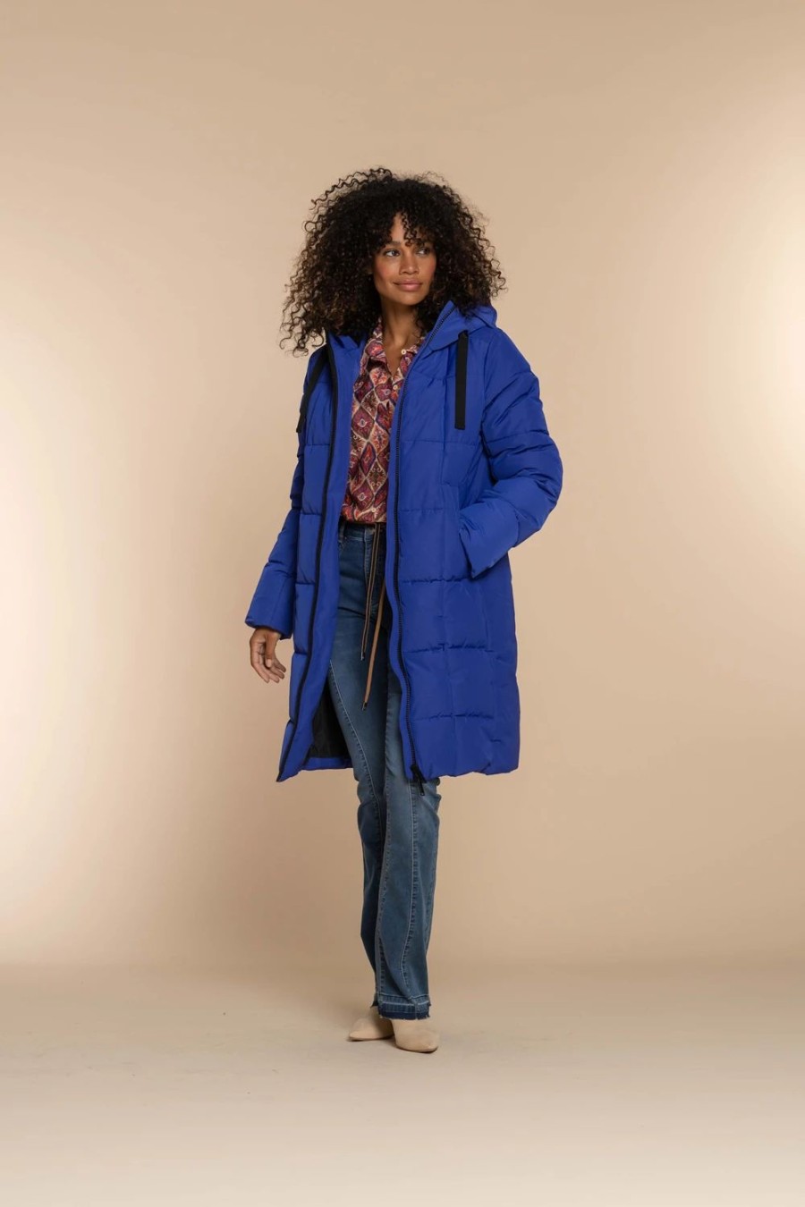 Vrouwen Geisha Fashion | Geisha Dames Lange Puffer Jas 38534-12 Cobalt