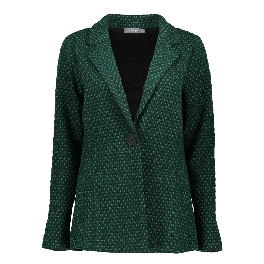 Vrouwen Geisha Fashion | Geisha Dames Blazer Met Print 35570-20 Groen