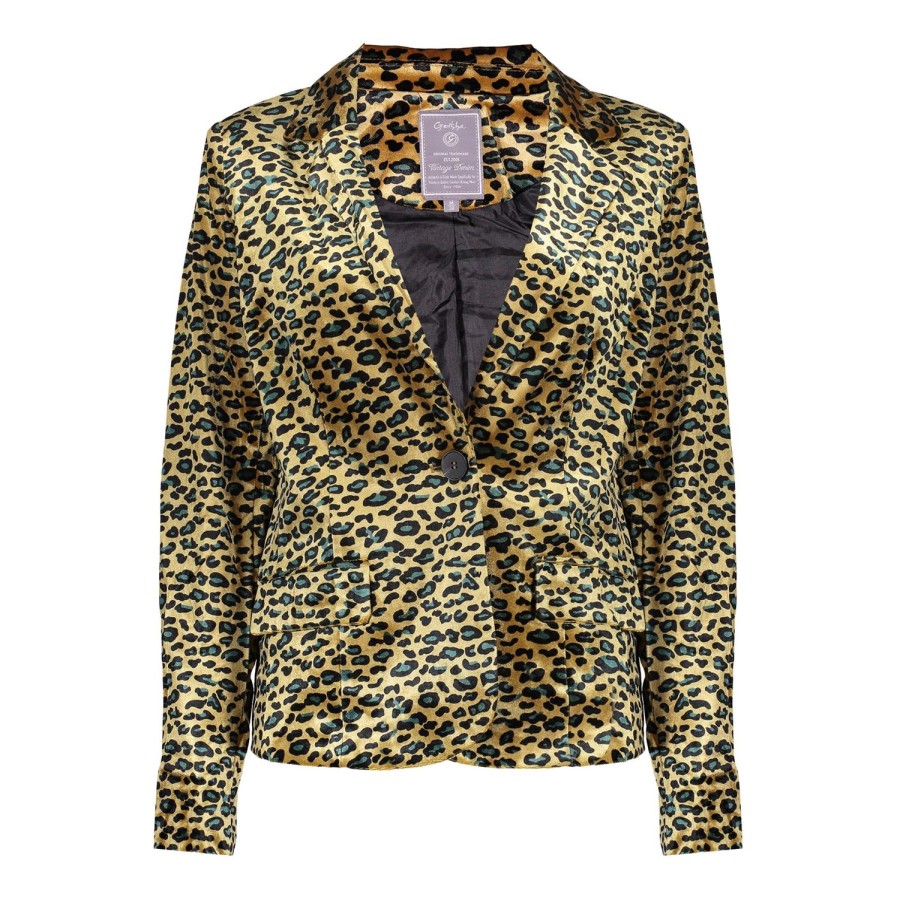 Vrouwen Geisha Fashion | Geisha Dames Blazer Met Panterprint 85820-21 Gold