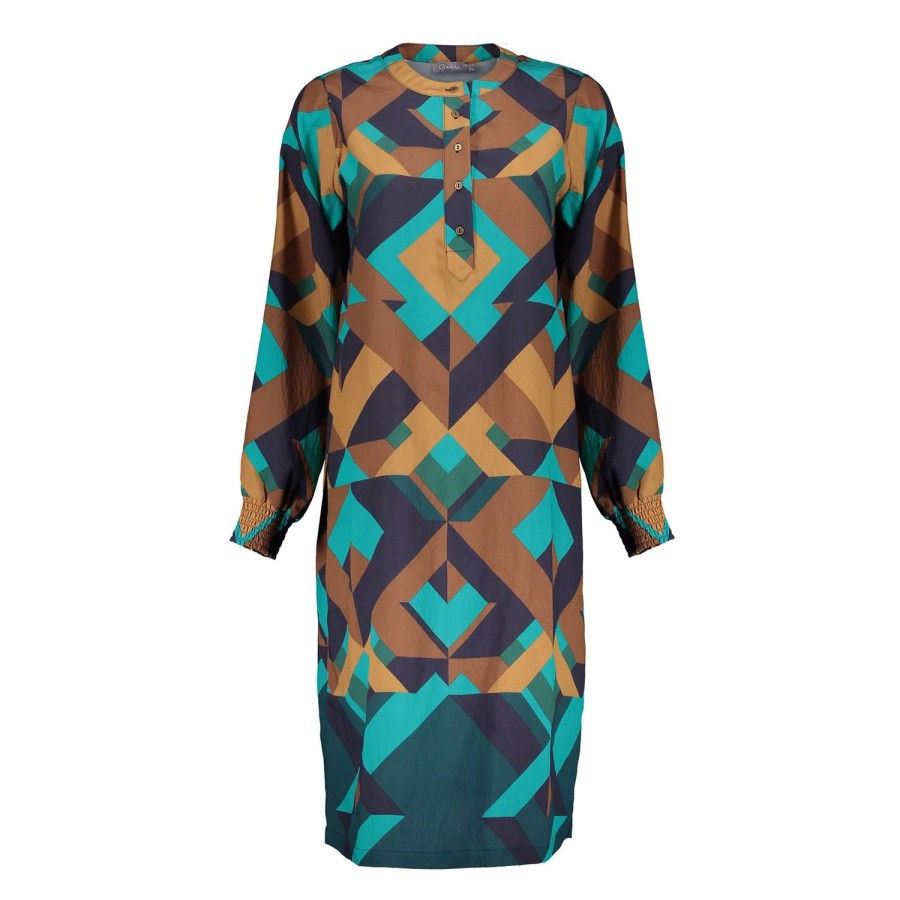 Vrouwen Geisha Fashion | Geisha Dames Kaftan Jurk Met Print 37618-20 Emerald