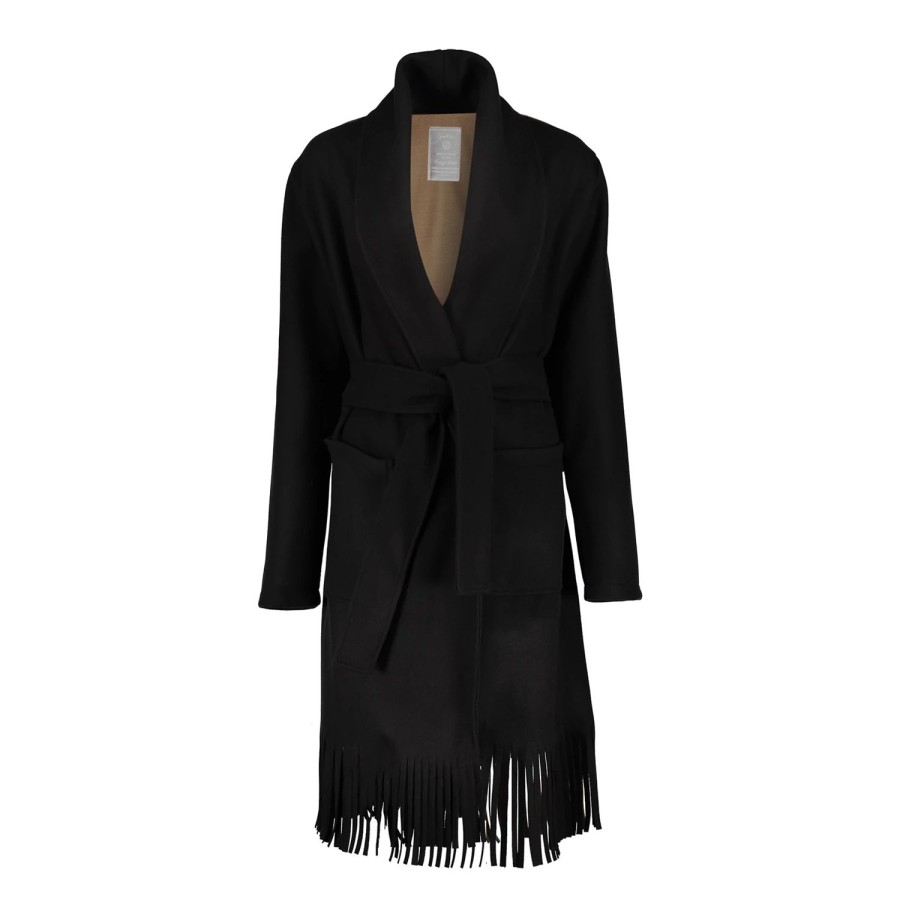 Vrouwen Geisha Fashion | Geisha Stylish Coat Fringes 18565-70 Zwart