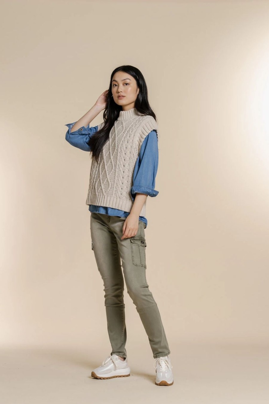 Vrouwen Geisha Fashion | Geisha Cargo Jog Denim Jeans 21724-10 Army