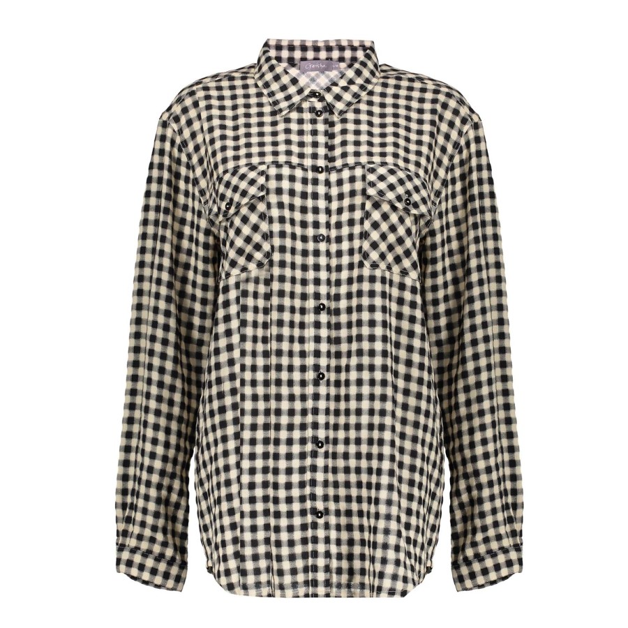 Vrouwen Geisha Fashion | Geisha Checkered Blouse 23578-26 Zwart