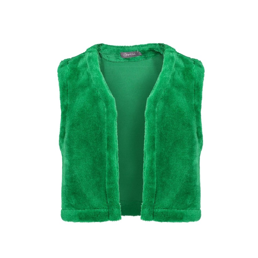 Meisjes Geisha Fashion | Geisha Meisjes Teddy Gilet 35603K-21 Groen