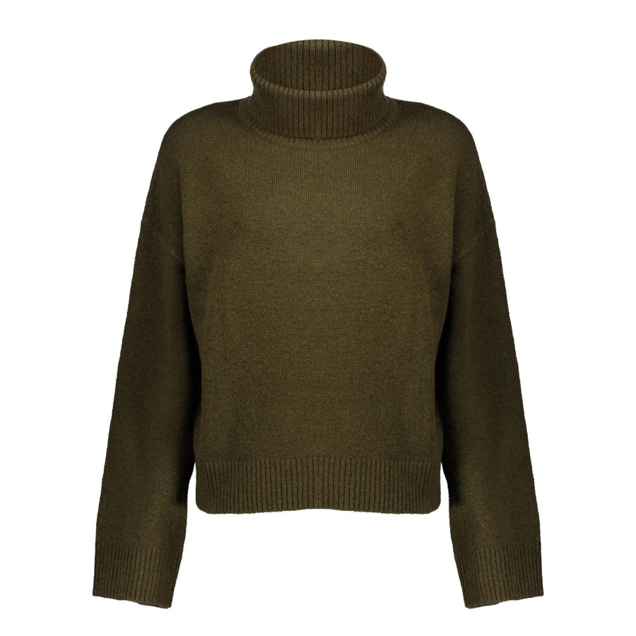 Vrouwen Geisha Fashion | Geisha Dames Gebreide Uni Trui Met Turtle Neck 34802-10 Olive