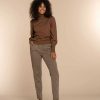 Vrouwen Geisha Fashion | Geisha Dames Geruite Slim Fit Pantalon 31552-60 Sand