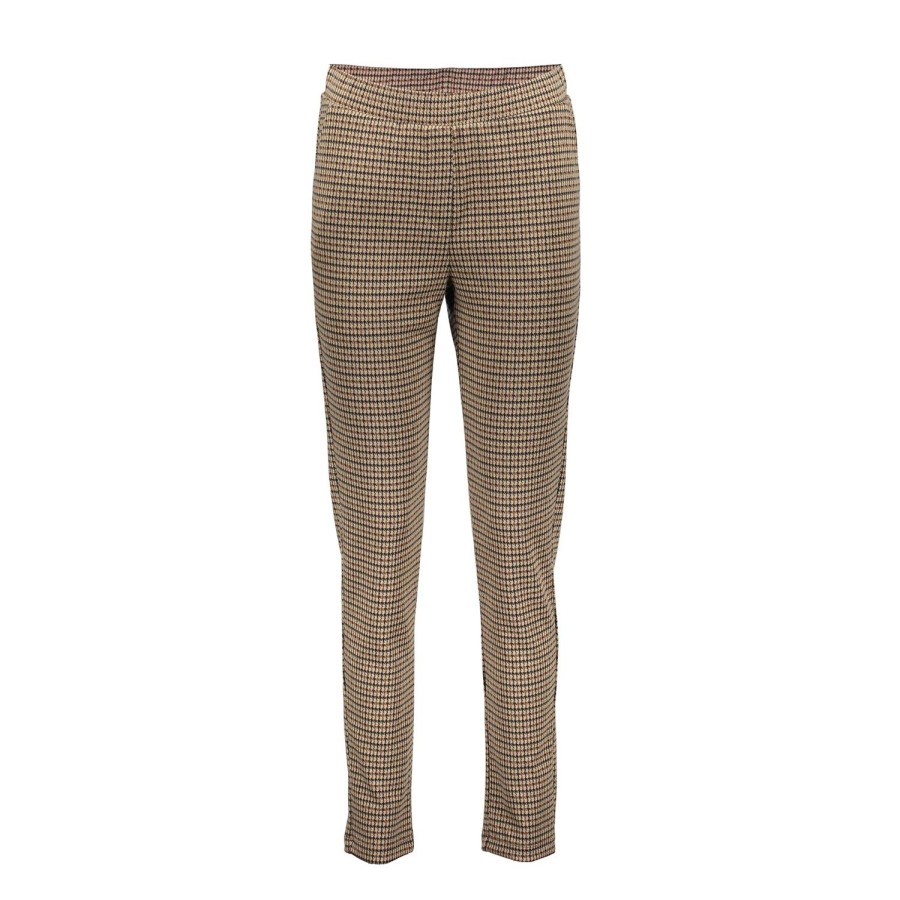 Vrouwen Geisha Fashion | Geisha Dames Geruite Slim Fit Pantalon 31552-60 Sand