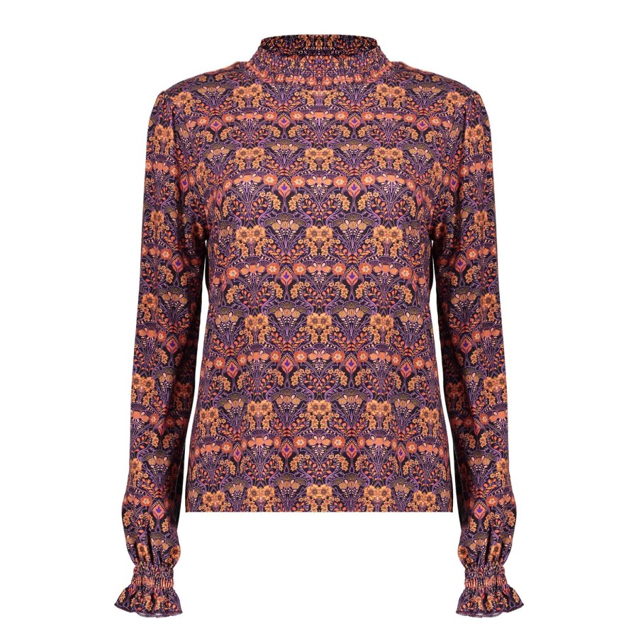 Vrouwen Geisha Fashion | Geisha Dames Smock Top Met Print 32641-20 Paars