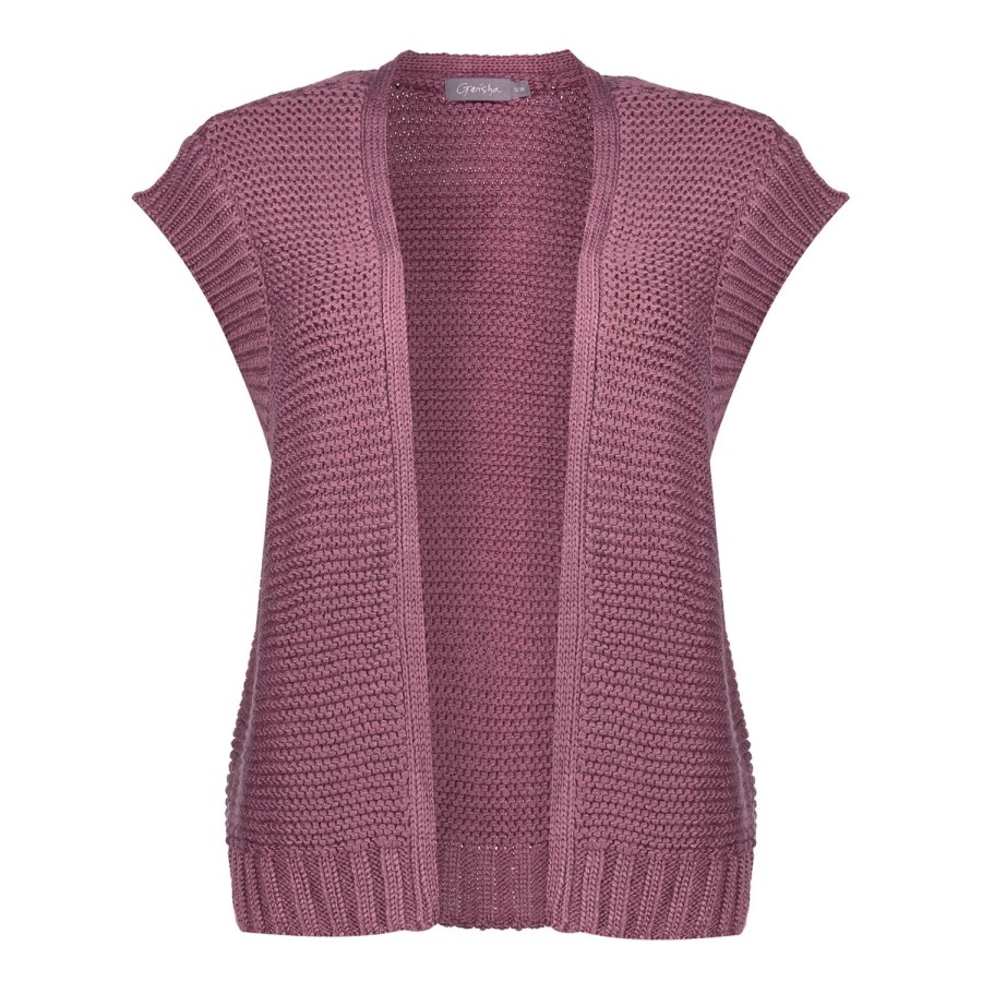 Vrouwen Geisha Fashion | Geisha Dames Gebreid Gilet 34541-29 Mauve