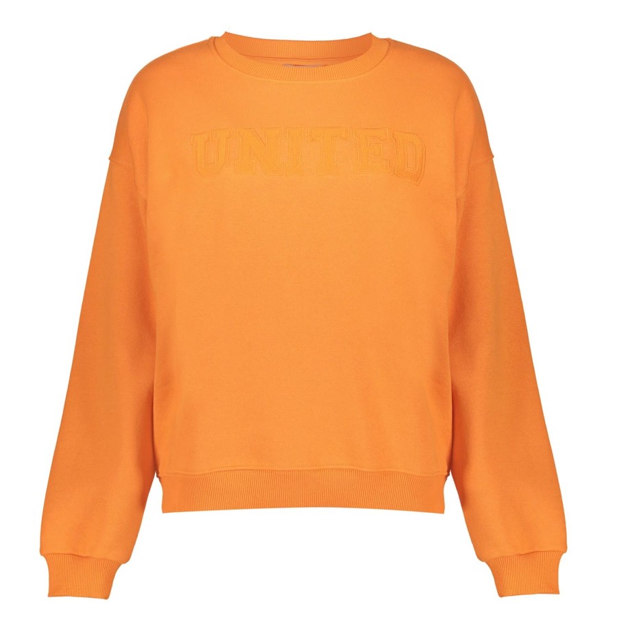 Vrouwen Geisha Fashion | Geisha Dames Oversized Graphic Print Crewneck Sweater 32572-24 Oranje