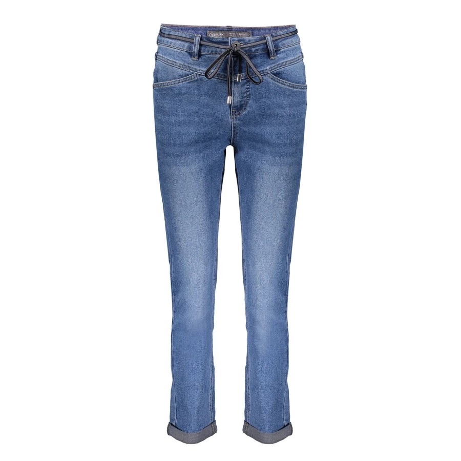 Vrouwen Geisha Fashion | Geisha Dames Baggy Jeans Met Ceintuur 31513-10 Stonewash Denim