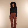 Vrouwen Geisha Fashion | Geisha Dames Pantalon Met Bloemenprint 31569-32 Zwart