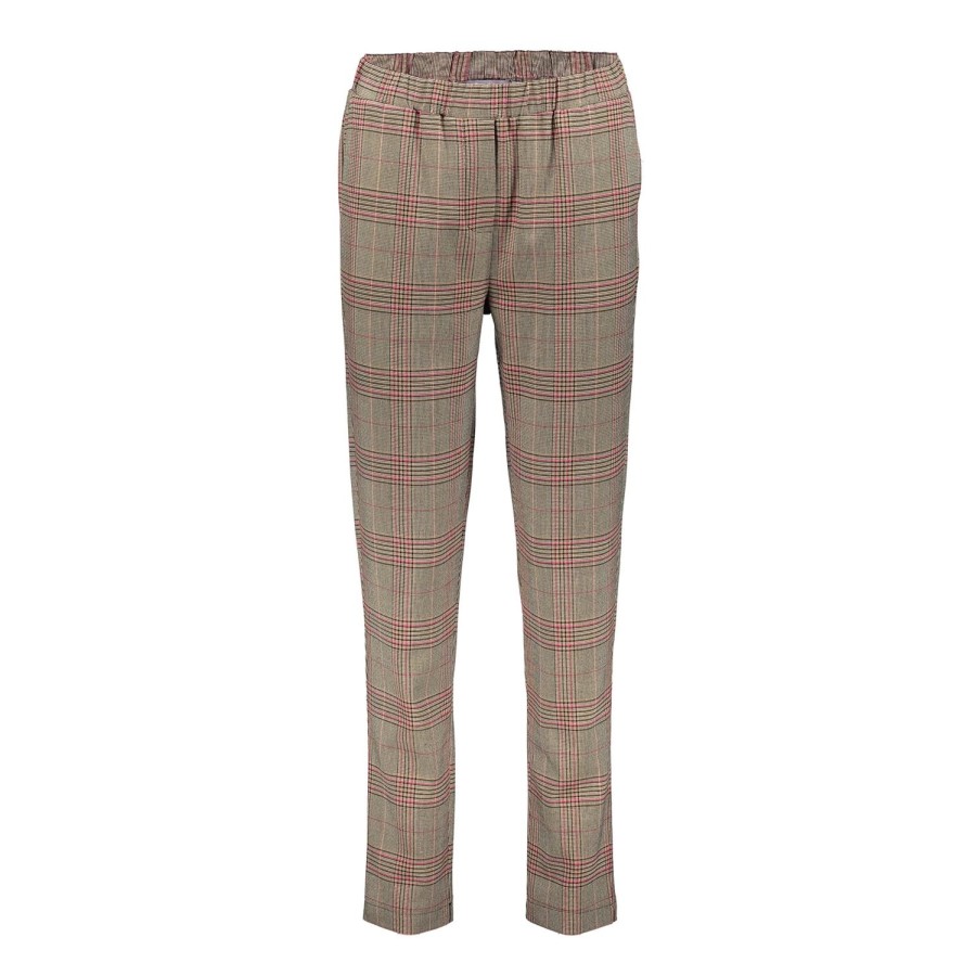 Vrouwen Geisha Fashion | Geisha Checkered Slim Fit Pantalon 21630-20 Sand