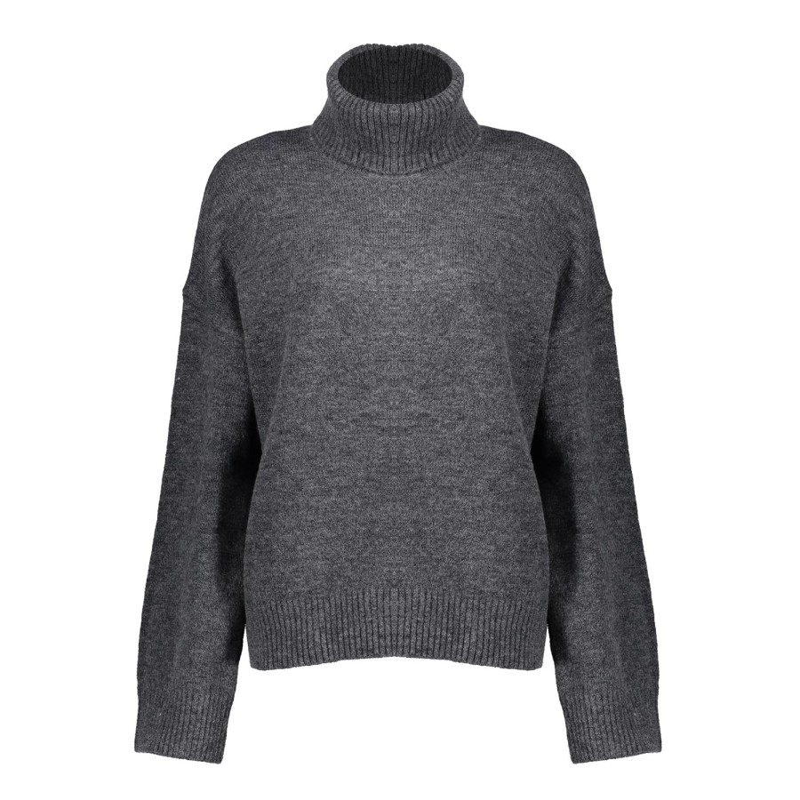 Vrouwen Geisha Fashion | Geisha Dames Gebreide Uni Trui Met Turtle Neck 34802-10 Mid Grey