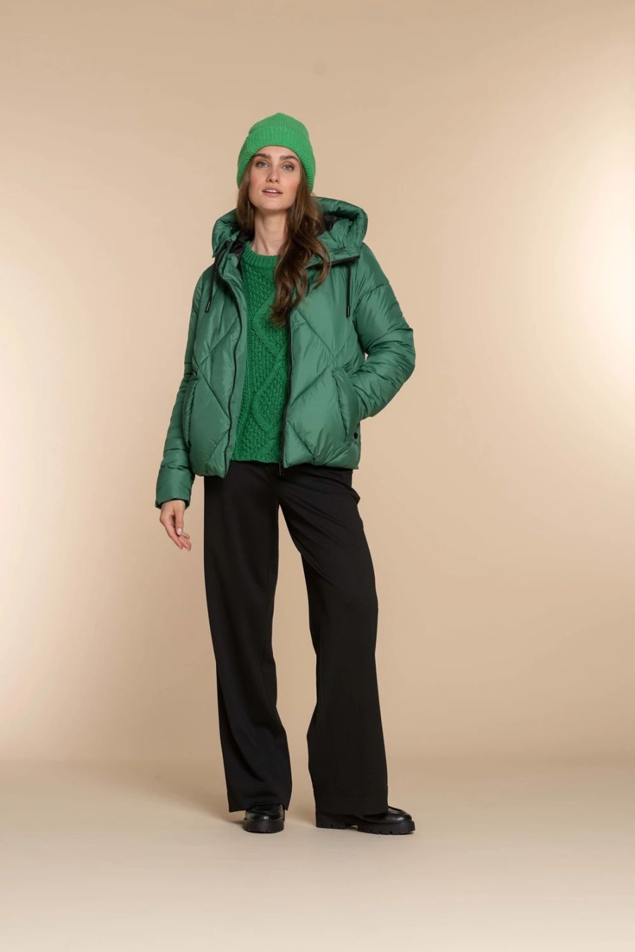 Vrouwen Geisha Fashion | Geisha Dames Korte Puffer Jas 38565-21 Groen