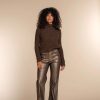 Vrouwen Geisha Fashion | Geisha Dames Metallic Flared Jeans 31806-10 Copper