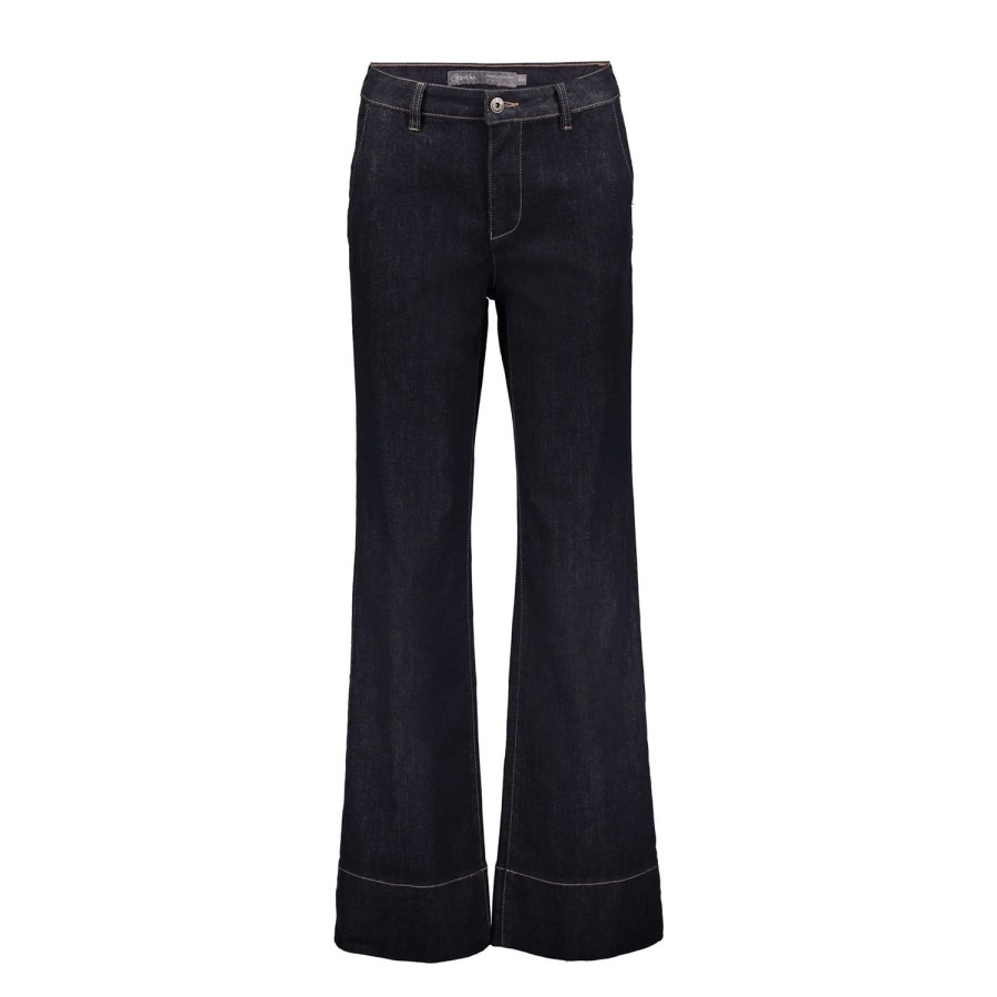 Vrouwen Geisha Fashion | Geisha Dames Flared Jeans 31802-10 Dark Blue Denim