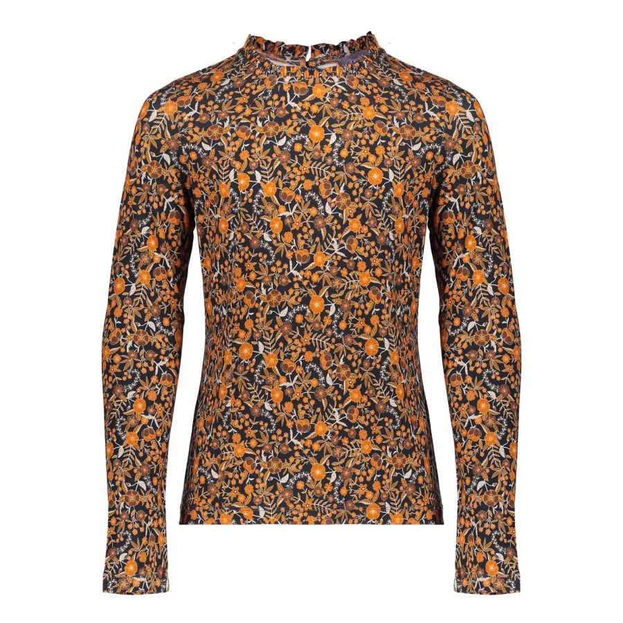 Meisjes Geisha Fashion | Geisha Meisjes Top Met Bloemenprint 33574K-60 Zwart