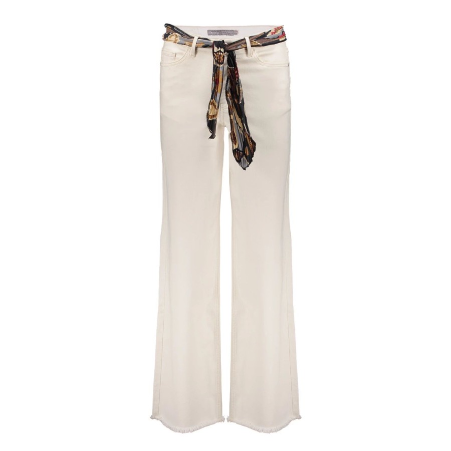 Vrouwen Geisha Fashion | Geisha Wide Leg Jeans Raw Edge 21537-10 Nude